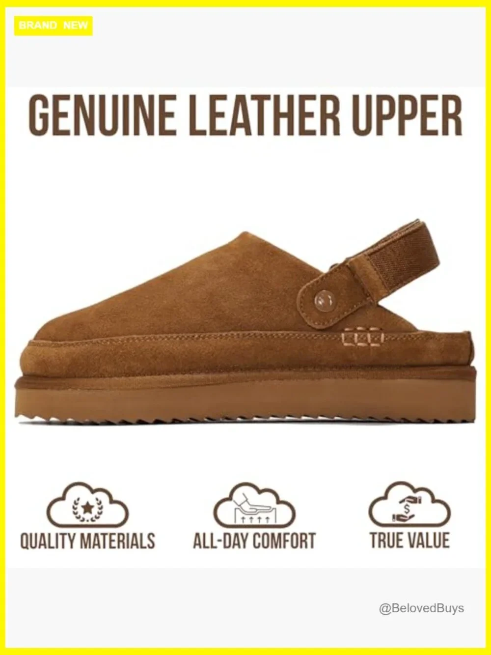 Genuine Leather Clogs for Women Memory Foam Non-Slip Adjustable Strap - Picture 4 of 7
